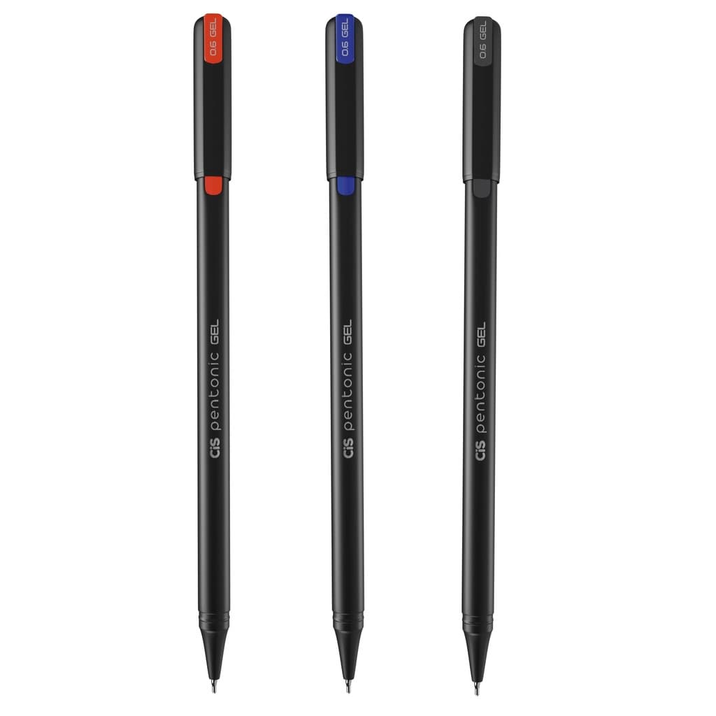 Kit 3 Canetas CiS Pentonic Gel Azul Preto e Vermelho