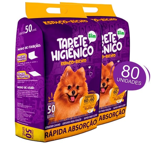 Tapete Higiênico Espaço De Bicho P/ Cães E Gatos 60x60 Com 80 Unidades