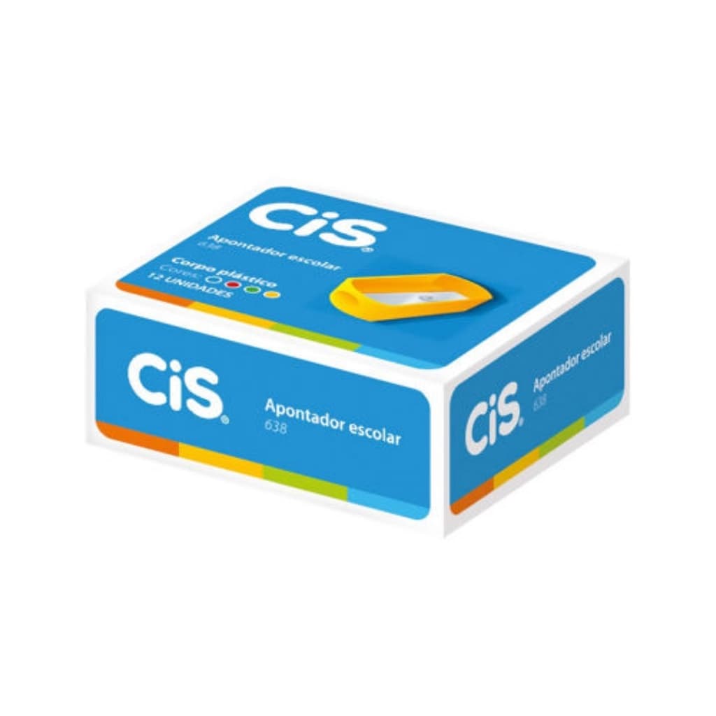 Caixa De 12 Unidades Apontador Escolar Simples Cis Plástico Atacado