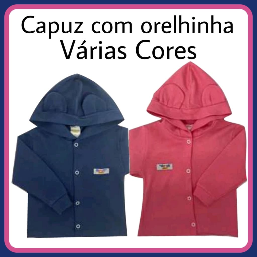 Casaco Bebê Casaquinho com Capuz e Orelhinhas Suedine