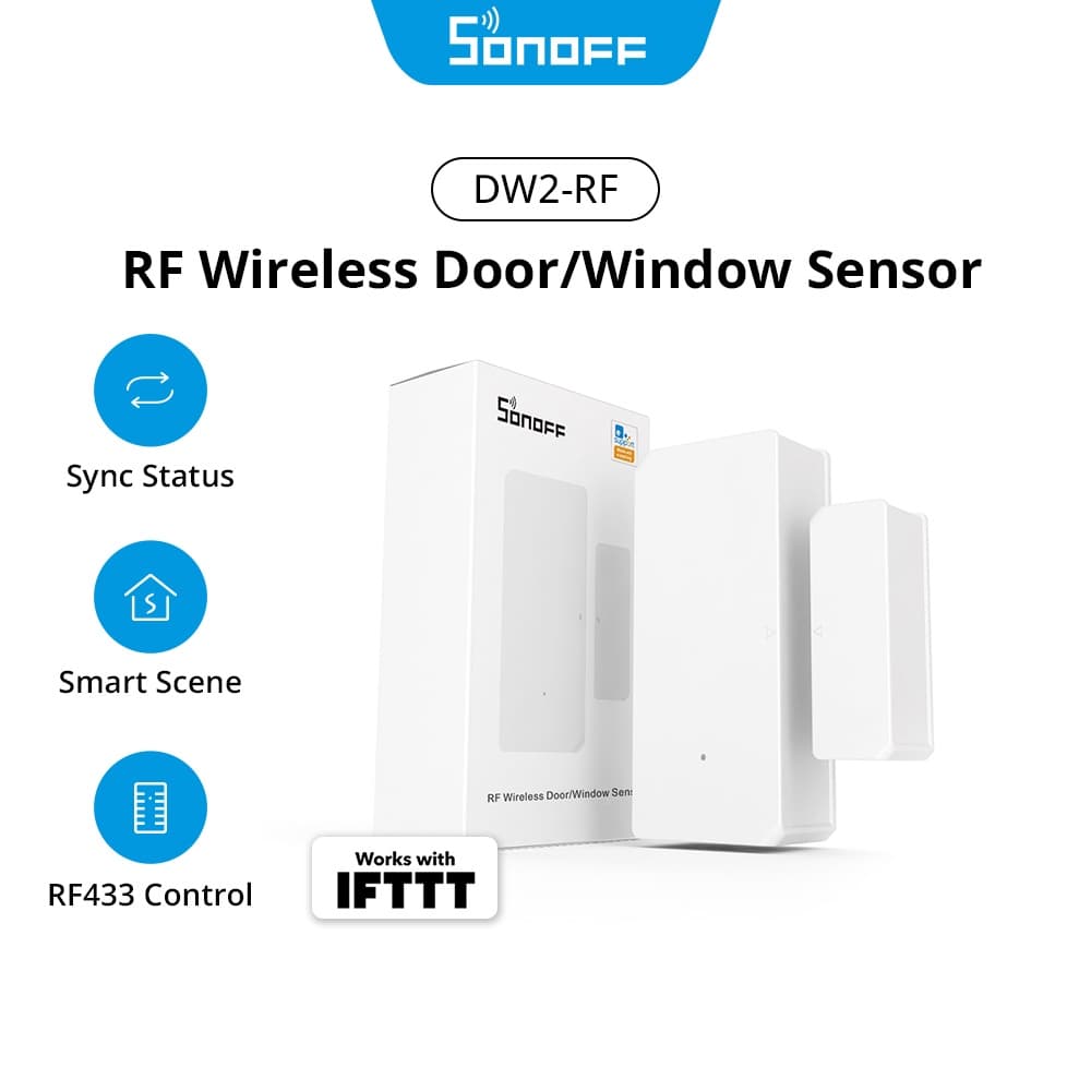 SONOFF DW2-RF 433MHz Porta/Janela Sem Fio Sensor Funciona Com Ponte Para Segurança Doméstica Inteligente eWeLink APP