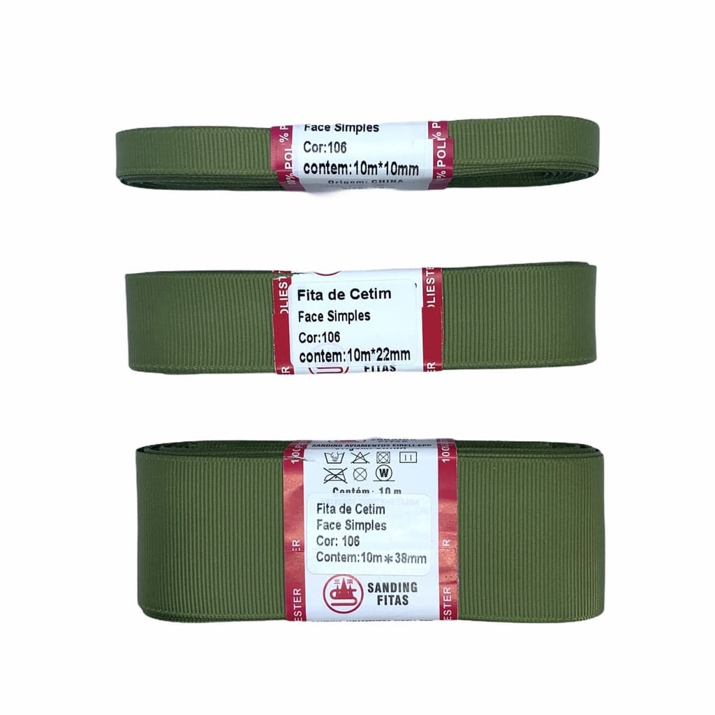 Fita Gorgurão Lisa Sanding Cor 106 (Verde Militar) - 10 metros