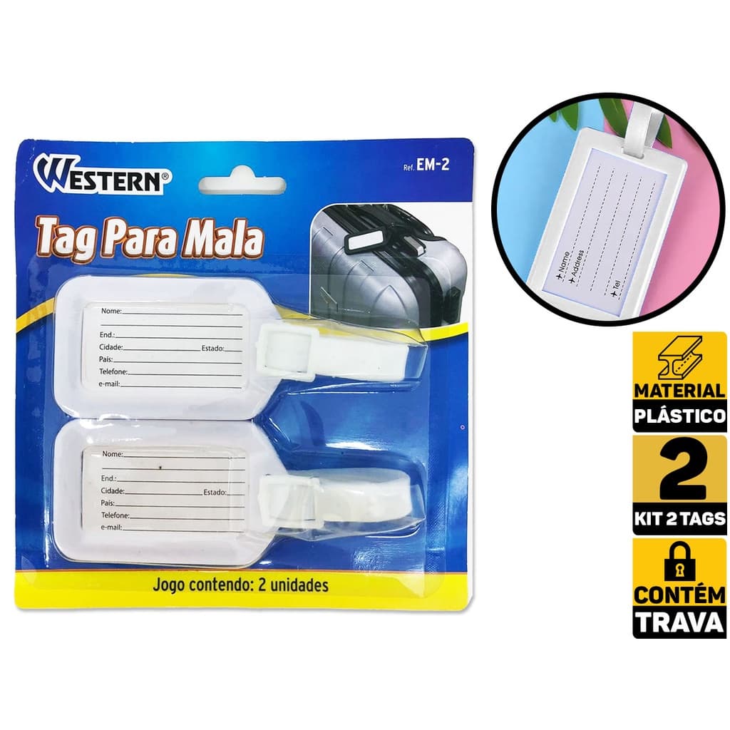 Kit 02 Etiqueta Tag Mala Viagem Identificação De Mala Bag Western EM-2