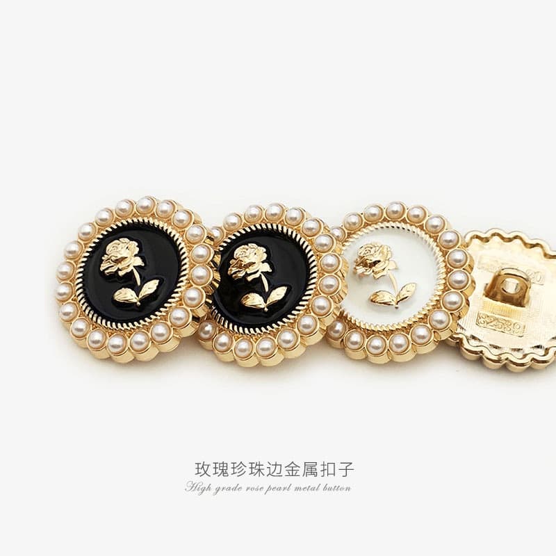 5Pc/set 18/20/23/25mm Elegante Botão De Metal Pérola Rosa Mulher Tweed Coat Sewing Botões Decorativos