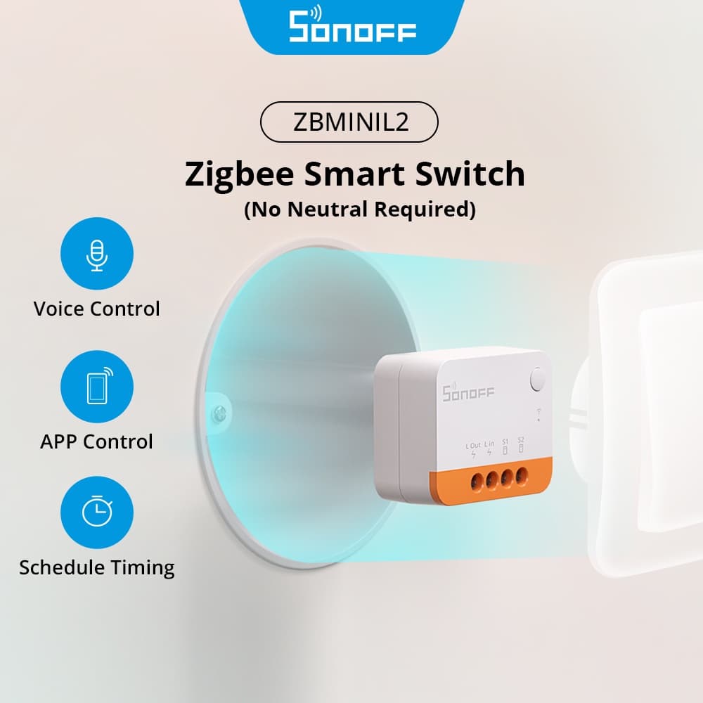 SONOFF ZBMINIL2 Interruptor Inteligente Extremo Zigbee ZBMINI L2 (Não É Necessário Neutro)