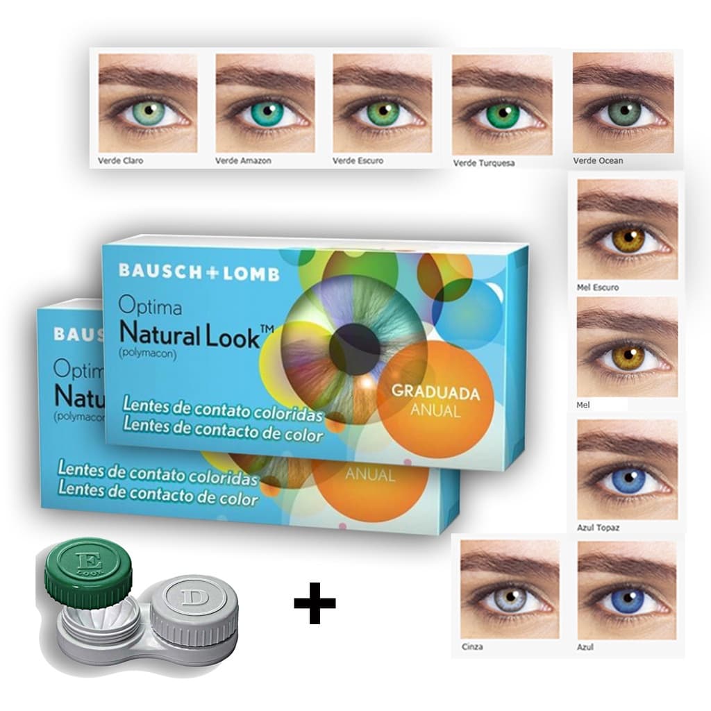 Lente De Contato Colorida Natural Look Bausch + Lomb COM GRAU - MIOPIA -  USO ANUAL
