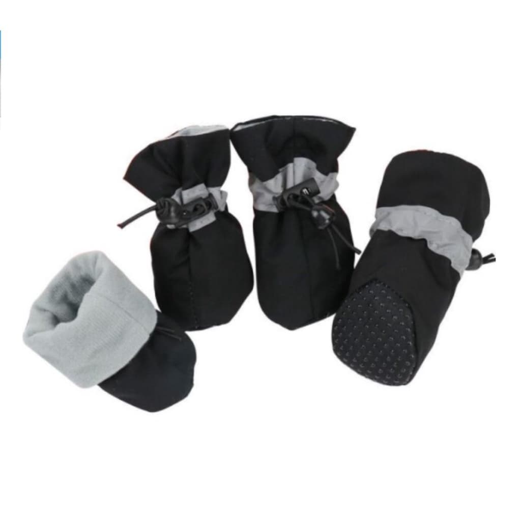 Bota Sapato de Cachorro Pet Tecido Botinha Impermeável Antiderrapante Preto Protetor de Pata 04 un