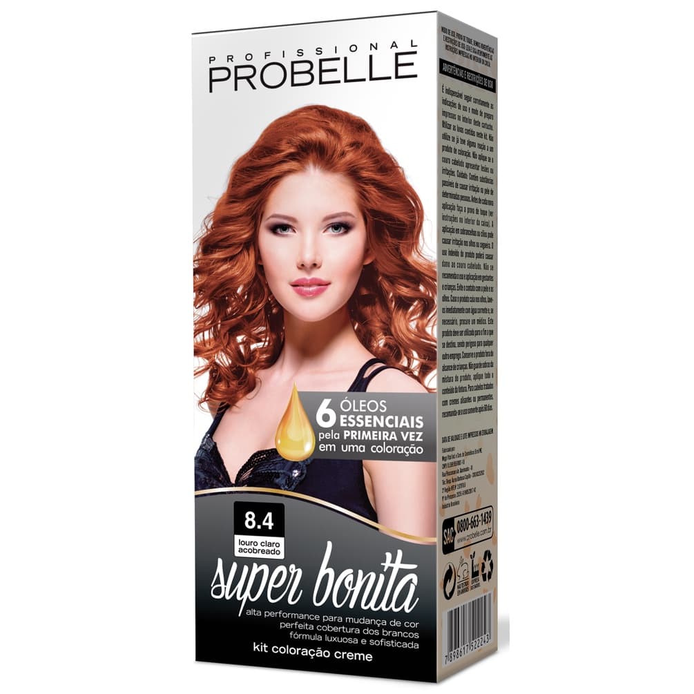 Coloração Super Bonita 8.4 - Louro Claro Acobreado Probelle probelle