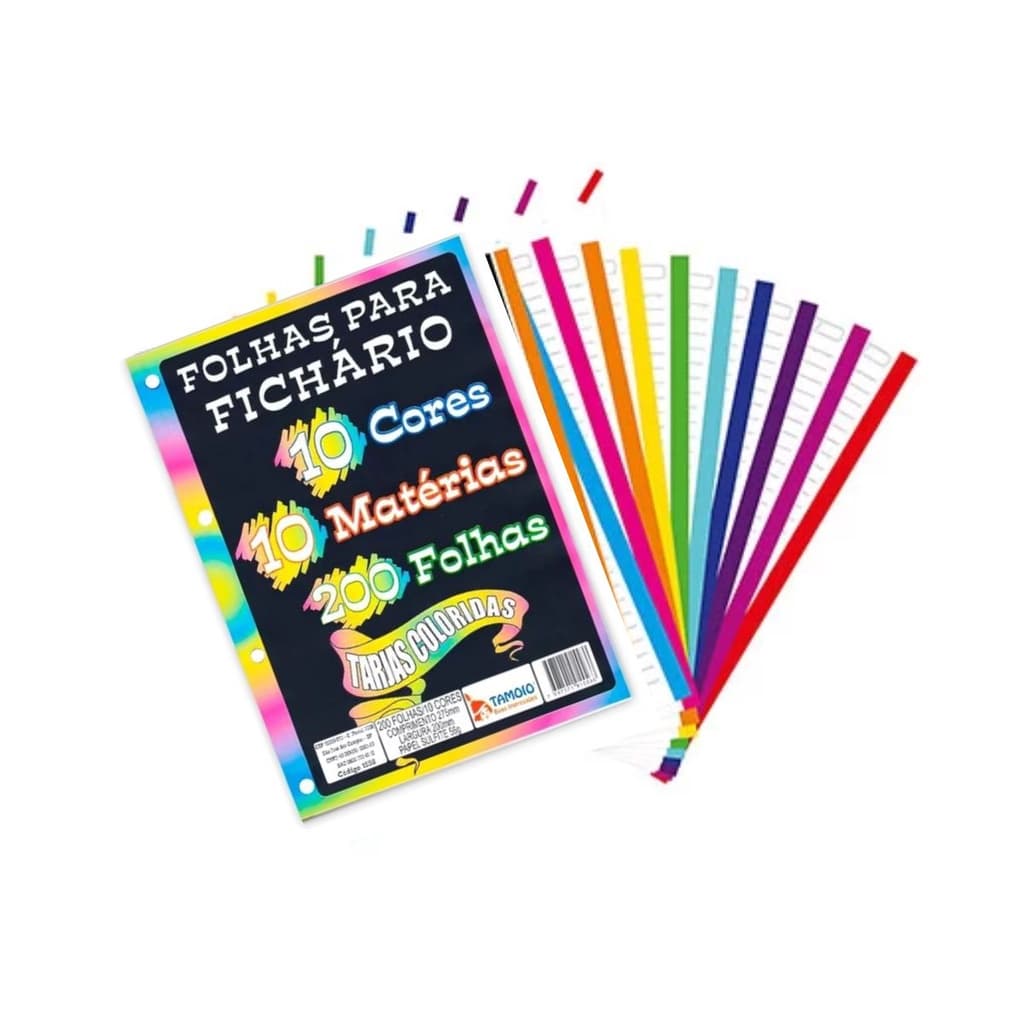 Folha Para Fichário Colorida Refil 4 Furos 200 Folhas A4