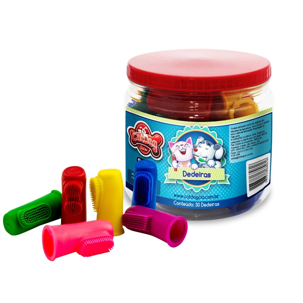 Pote Dedeiras Escova Dental P/cães Gatos Pet Cat Dog - 30un