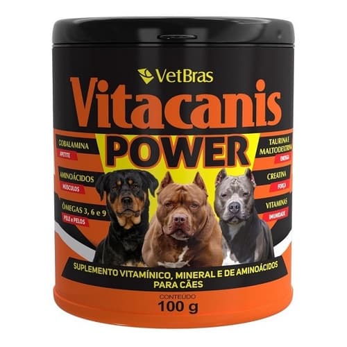 Vitacanis Power 100g Suplemento Vitamínico Pit Bull Cães Forte