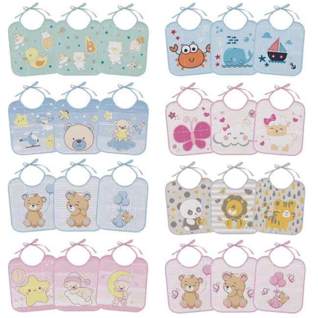 Babador Felpudo 3 Peças Com Forro Impermeável 100% Algodão - Bercinho