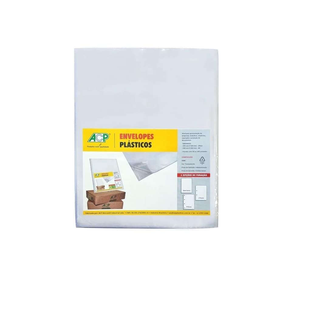 Saco Plástico A4 Sem Furo 0.06 Micras 100 Unidades Acp