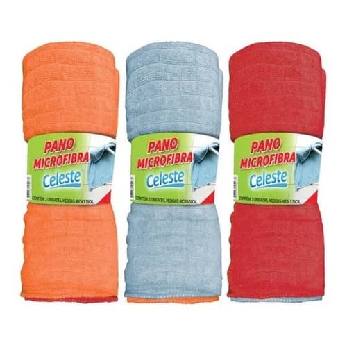 3 Unidades De Pano De Chão De Microfibra De 48cm X 58cm
