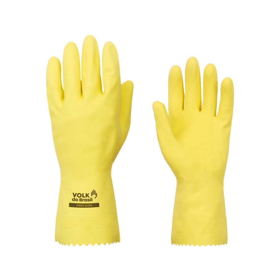 Luva Latex com Forro Amarelo Verniz Silver Slim Volk CA37277