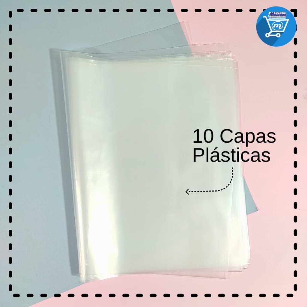 Kit com 10 Capas Plásticas Transparente para Caderno Brochurão ou Livro Didático