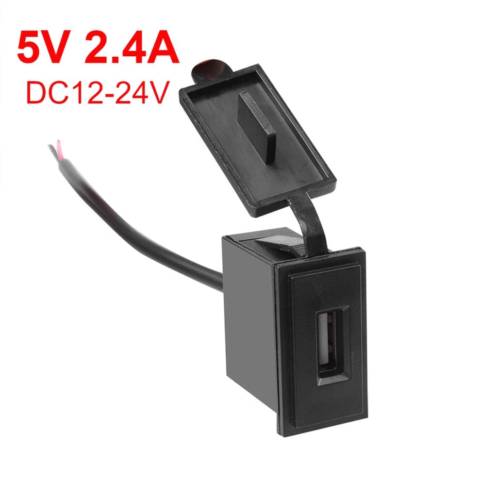 Tomada Carregadora De Carro USB Simples 12V/24V 5V 2.4A Adaptador De Energia Formato Quadrado À Prova D'água Para Barco Motocicleta RV