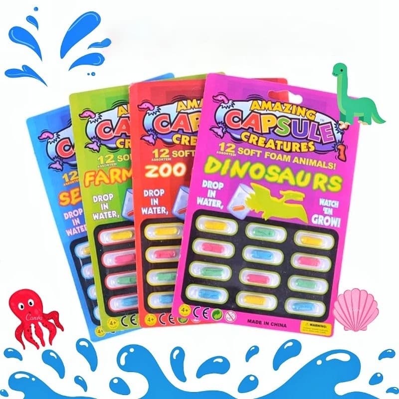 12Pcs Expansão Da Incubação De Água De Esponja Capsula Animal Brinquedos Infantis