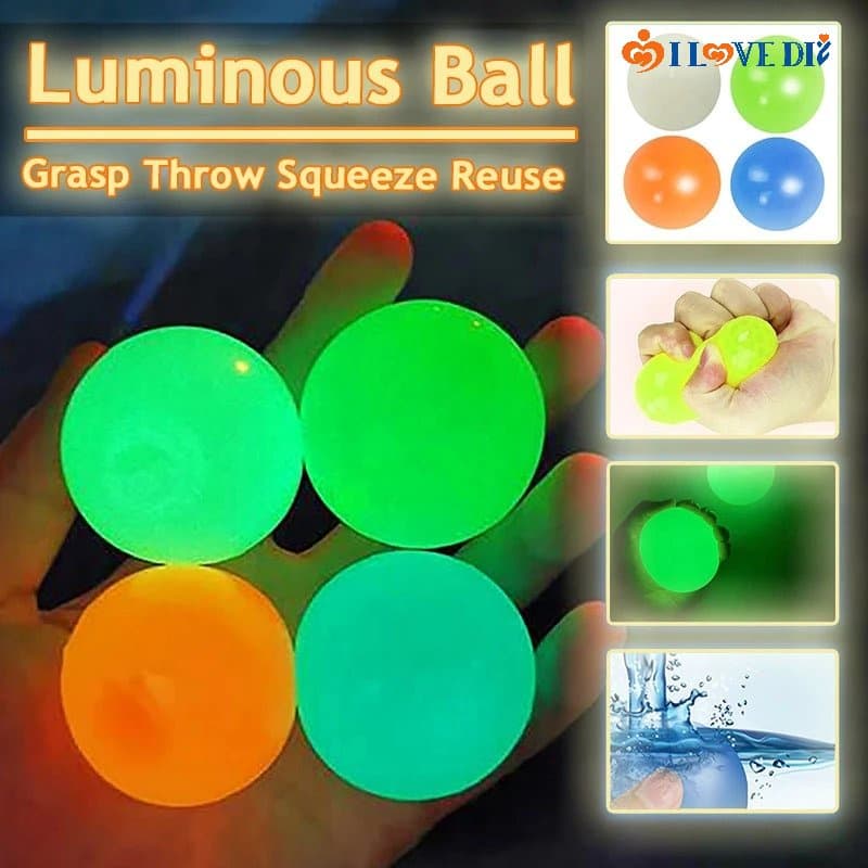 Bolas Adesivas De Descompressão Luminosas/Novidade De Apertar De Alívio De Estresse/Jogos De Sucção Infantil