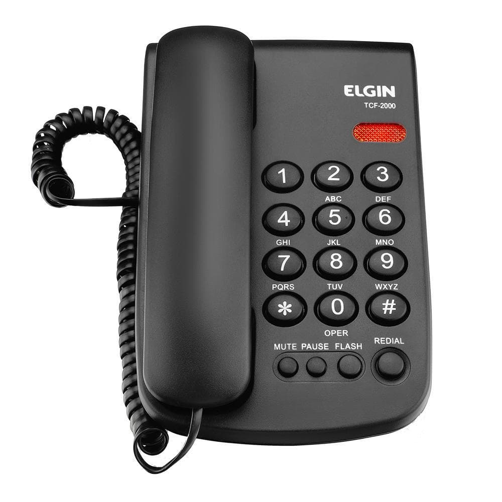 TELEFONE DE MESA ELGIN COM FIO PRETO TCF2000