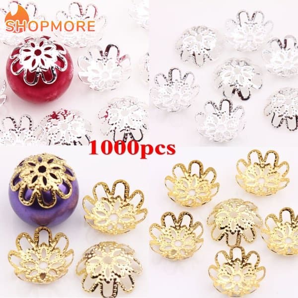 200PCS Espaçador De Extremidade De Flor Oca De Filigrana Tampas De Metal Com Contas Para A Fabricação De Jóias