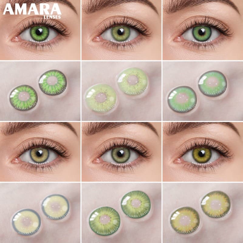 AMARA Lentes De Contato De Cor Verde Para Os Olhos 2pcs Cosméticos De Beleza