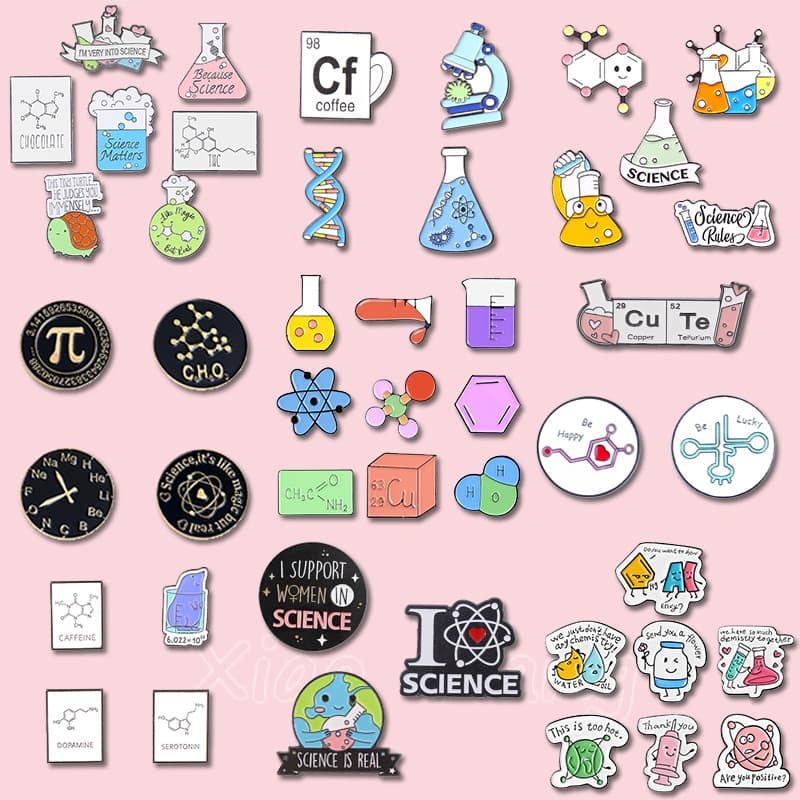 Alfinetes Esmaltados De Química Acadêmica , Tubo De Ensaio Químico , Broche De Molécula , Alfinete De Matemática Científ