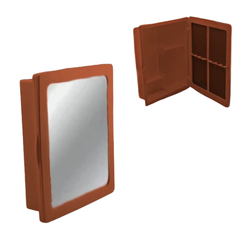 Armário Banheiro Parede Caramelo Resistente Com Espelho Plástico Reforçado