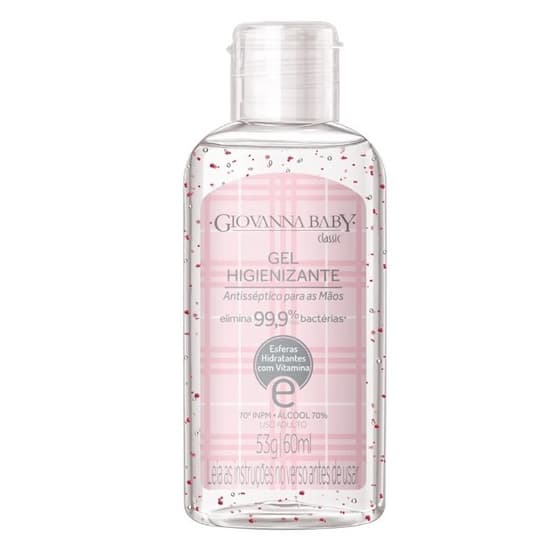 Gel Antisseptico Para as Maos Higienizante 70% Elimina 99,9% Das Bacterias CLASSIC Giovanna Baby 60ML