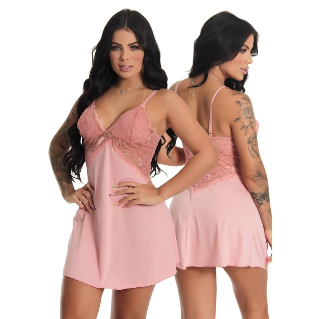 Camisola Sensual de Renda Sem Bojo Linha Noite Pijama Marieta