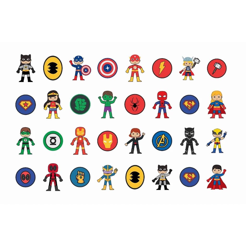 Tatuagens Temporárias 32 pçs - Heróis