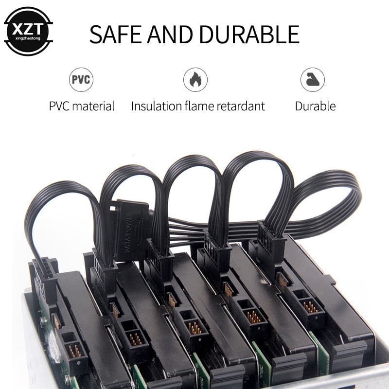 Cabo SATA De 60CM , 15 Pinos M 1 A 5 F , Disco Rígido , Divisor De Energia , Servidor DIY , PC De Alimentação De