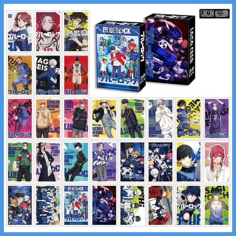 30Pcs/Box Blue Lock Photocards Anime Figuras Cartões Postais Papel Lomo Para Coleção De Fãs Isagi Yoichi Bachira Chigiri