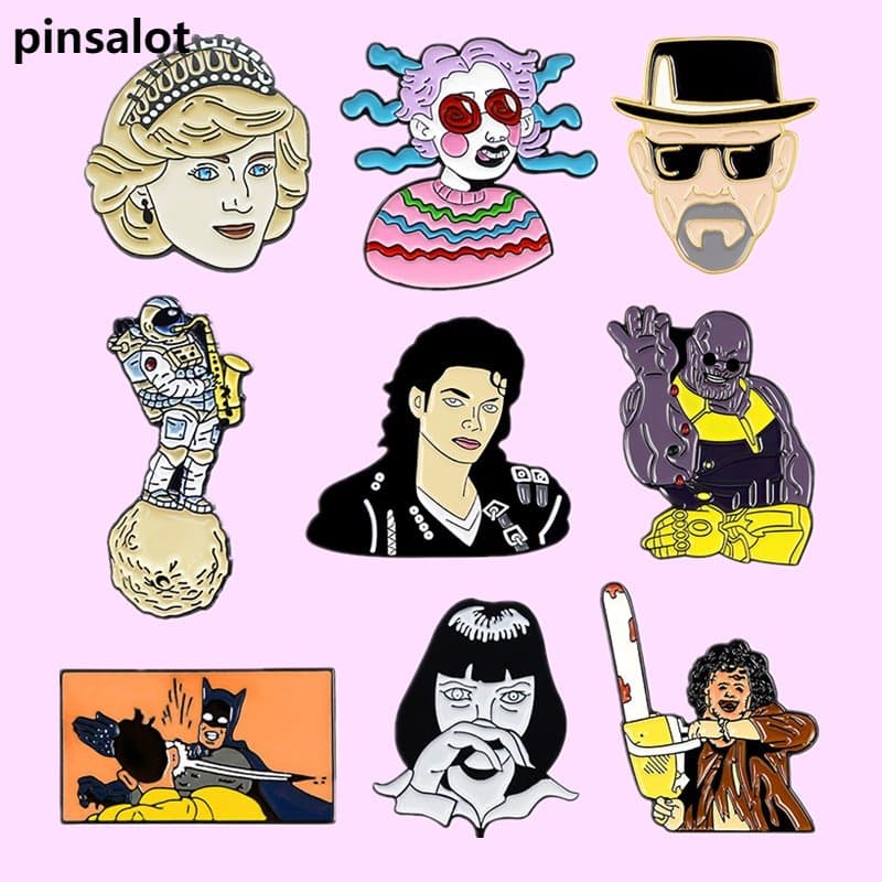Pino De Broche Personalizado-Princesa Diana , Herói , Rosto Humano , Homem Terrível , Astronauta , Michael Jackson