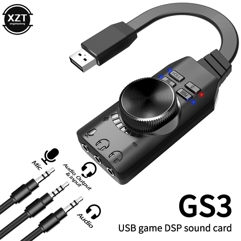 Placa De Som GS3 USB 7.1 Jogo Comer Frango Canal Do Computador Efeito Externo Telefone Portátil virtual Nova