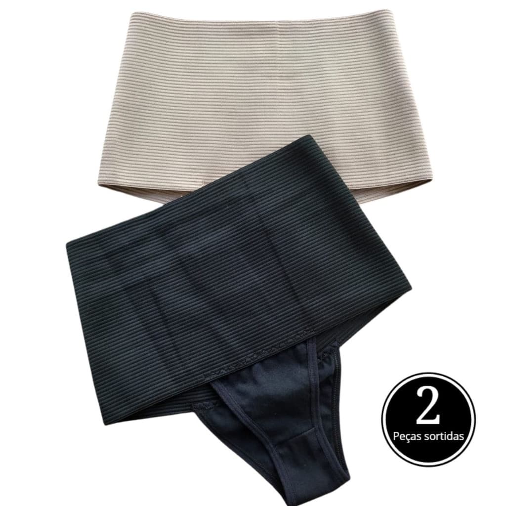 Kit 2 Calcinhas Cinta Modeladora Alta Compressão Redutora 18cm