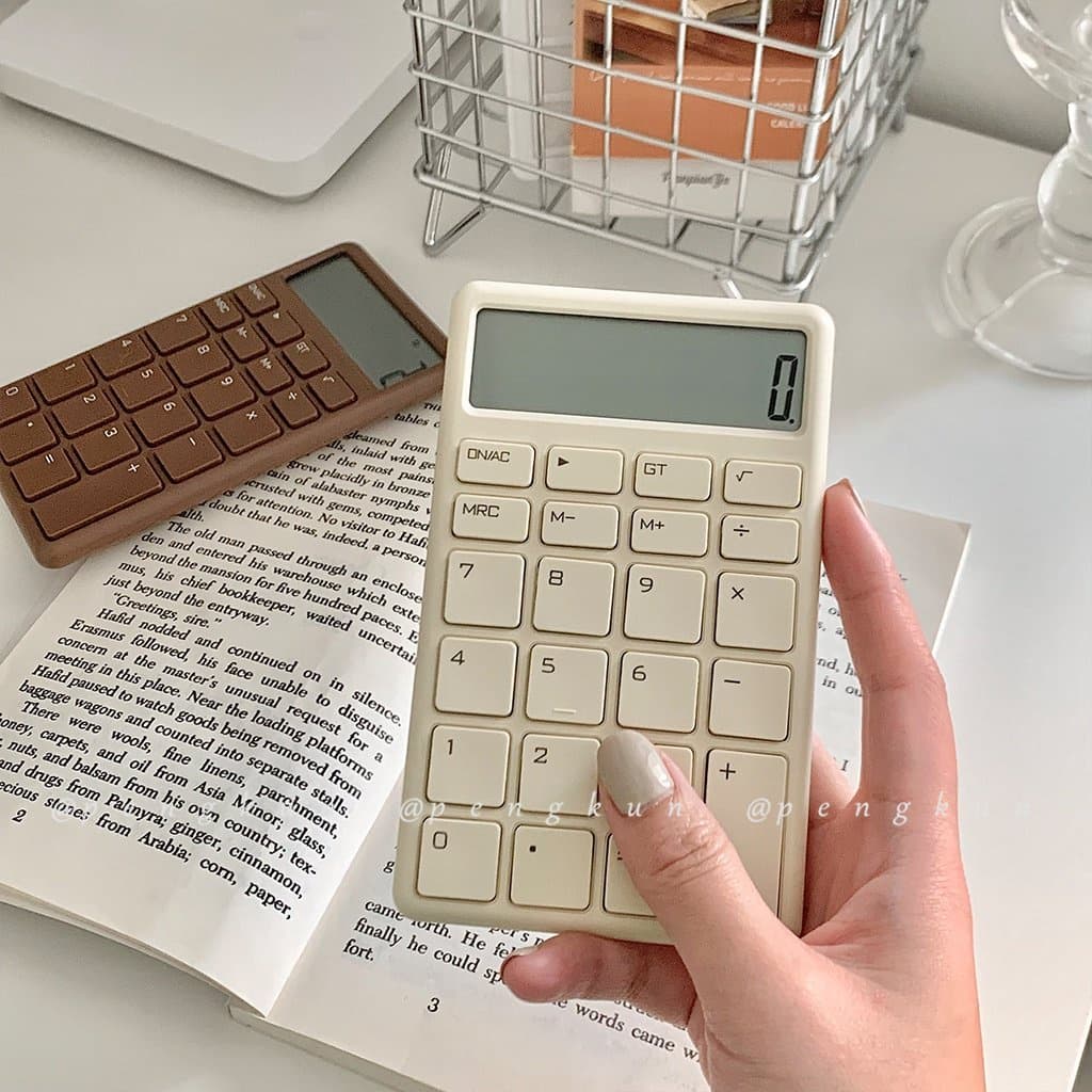 Calculadora pequena Chocolate Morandi Calculadora de 12 dígitos de alta beleza simples cálculo portátil de escritório