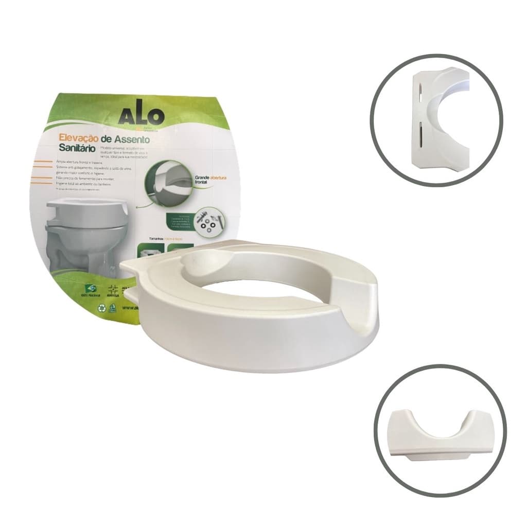 Assento De Vaso Elevado 7,5 cm P/idosos Deficientes Alo
