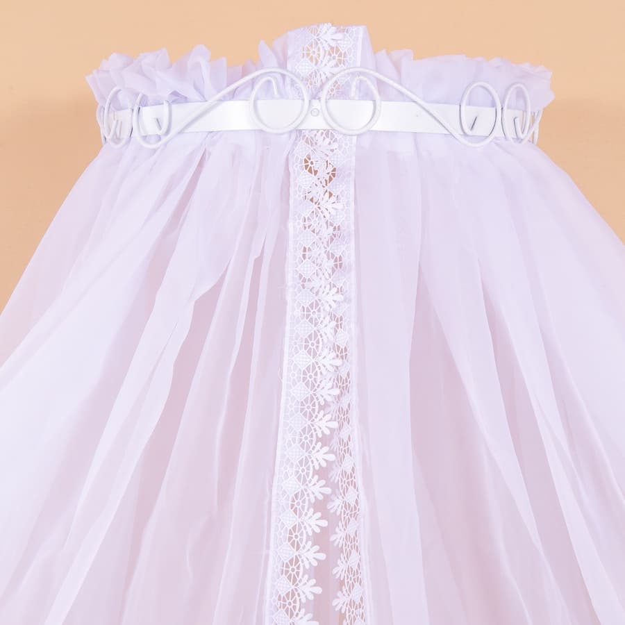 Mosquiteiro de Voil Berco Com Dossel Branco Rococo Lateral