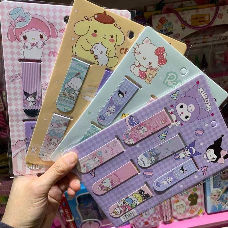 6Pcs/Set Sanrio Magnetic Bookmark Mymelody Kuromi Cinnamoroll Cute Cartoon Pattern Página Marcador De Páginas De Desenho Animado Fofo Escritório Escolar Material De Papelaria Presente De Aniversário