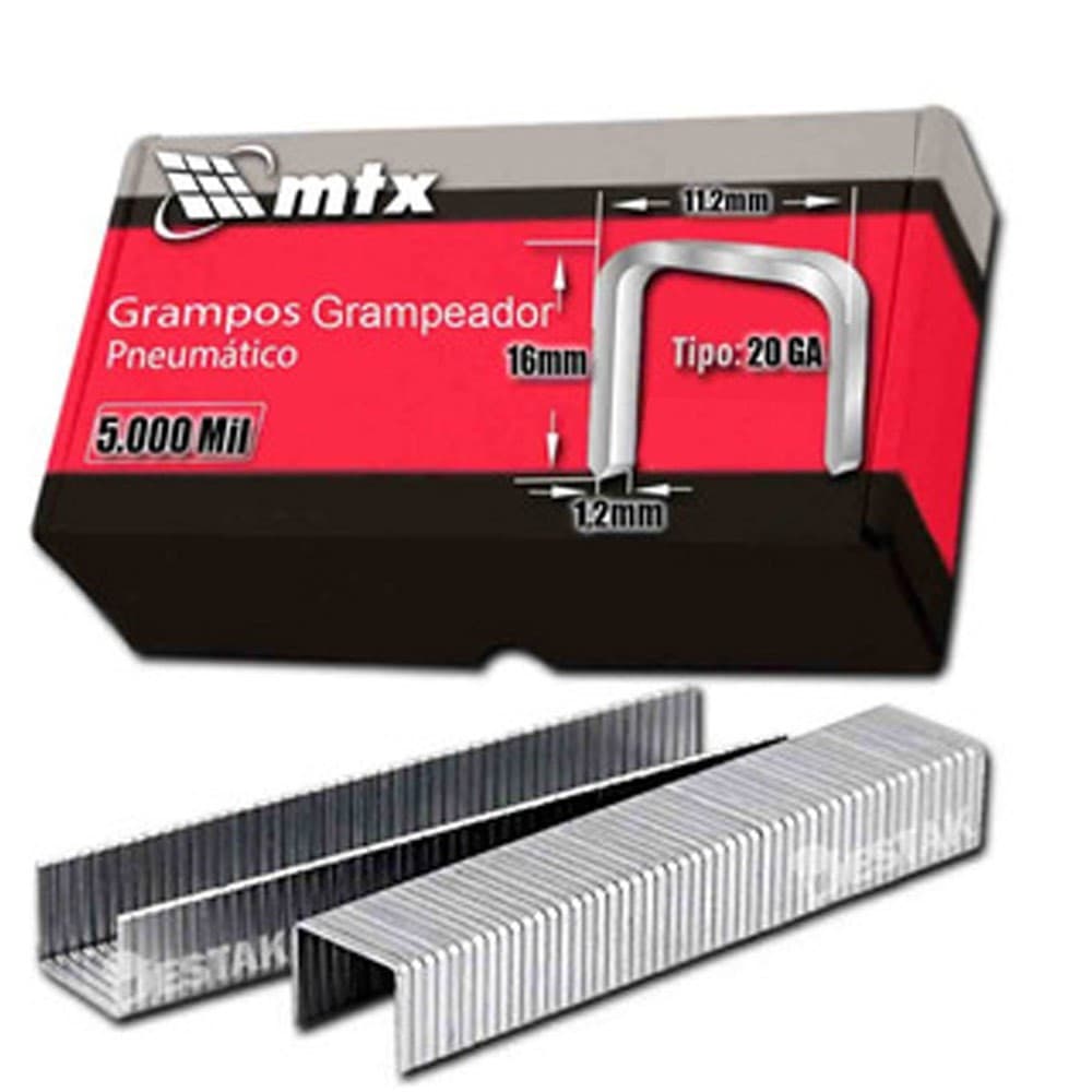 Grampos para Grampeador Pneumático 16mm x 11,2mm x 0,6m 5000 Peças  MTX-576609