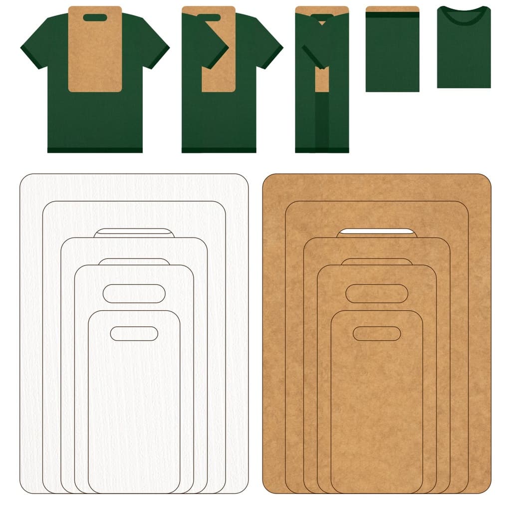 Kit 5 Gabaritos Para Dobrar Camisetas Roupas Organizador Mdf PP, P, M, G, GG