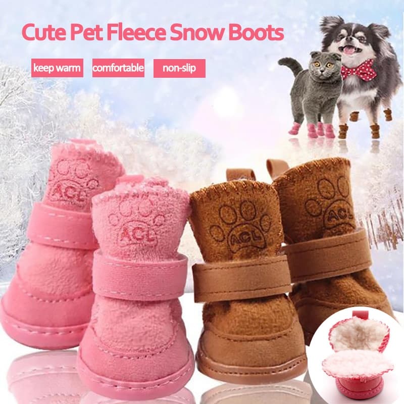 Cute Dog Boots Outdoor Snow Walking Non-slip Puppy Sneakers Comfortable Snow Boots Pet Winter Warm Shoes
