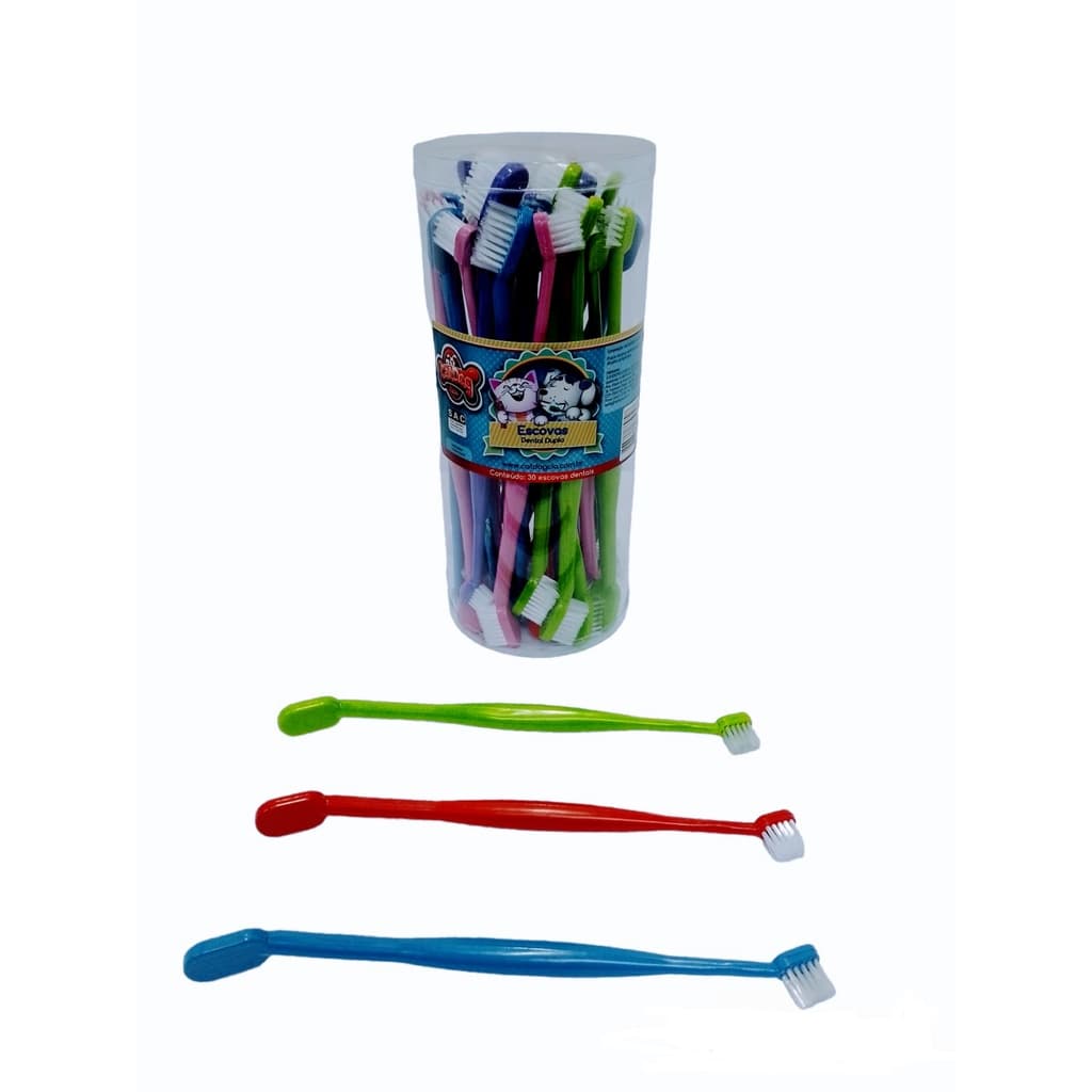 ESCOVA DENTAL PARA CAES E GATOS  CABO LONGO POTE C/ 30 UN