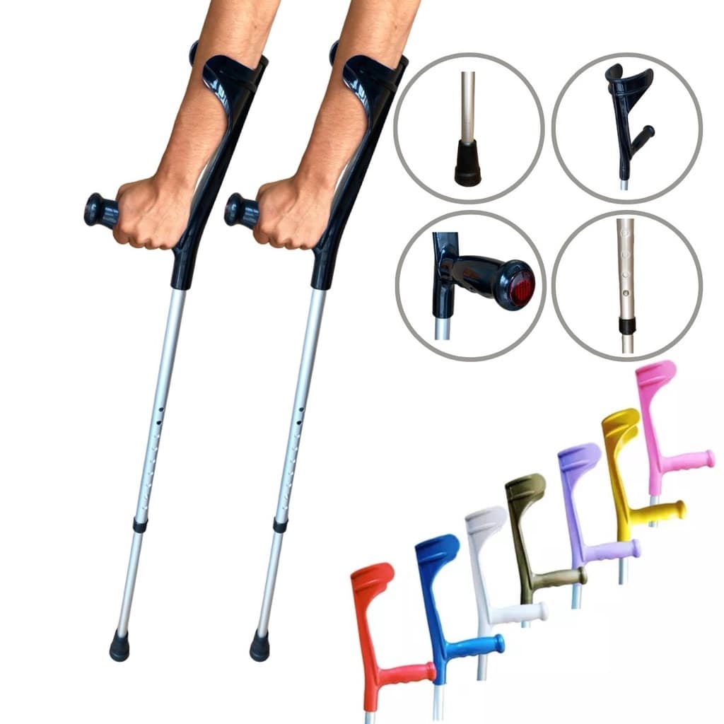 Par Bengala Muleta Regulável Altura Braço Várias Cores Alo