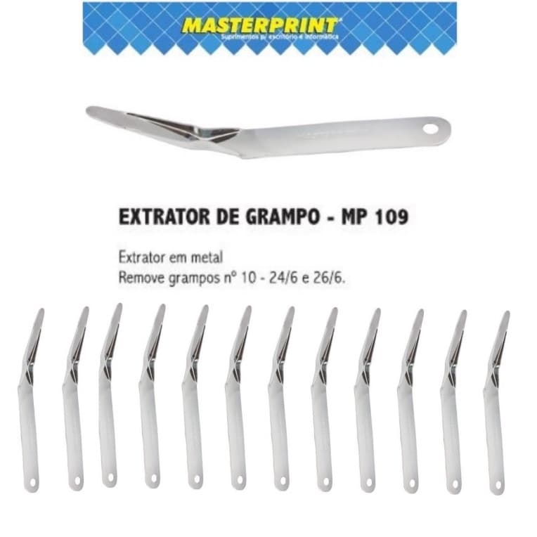 Extrator de Grampos Espátula em Metal Caixa com 12 Unidades Masterprint
