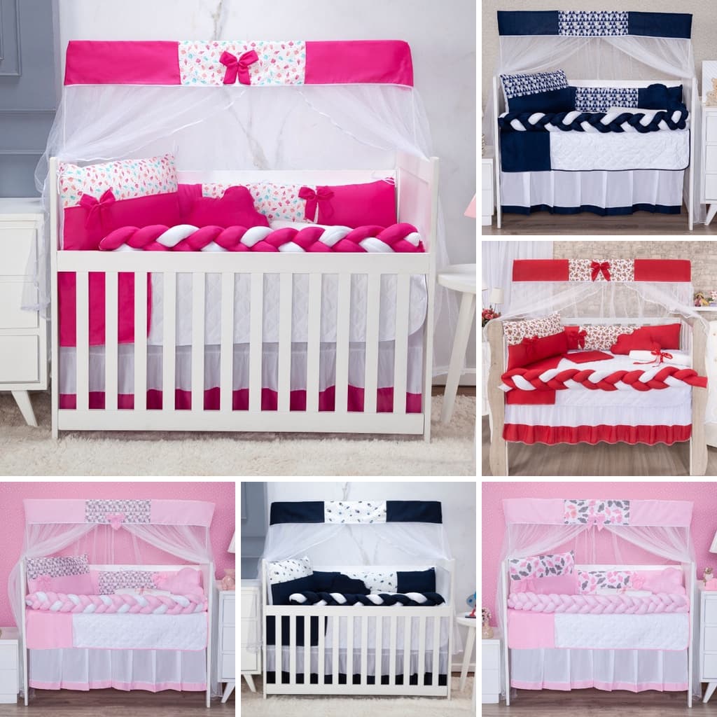 Kit Protetor de Berço Americano Menina e Menino 11 Peças (Vários Modelos)