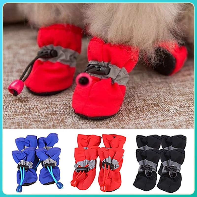 4Pcs Sapatos Para Cães De Estimação À Prova D'água Antiderrapantes Proteger As Botas De Chuva E Gatos