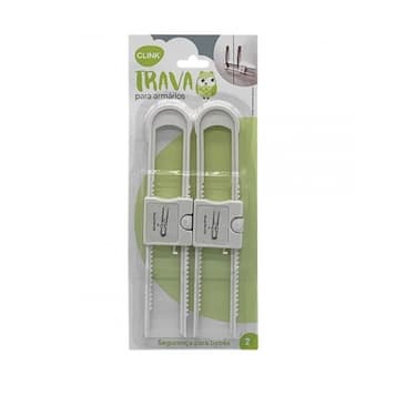 Kit 2 Travas Multiuso para Gavetas, Portas e Armário Segurança do Bebê- Clink