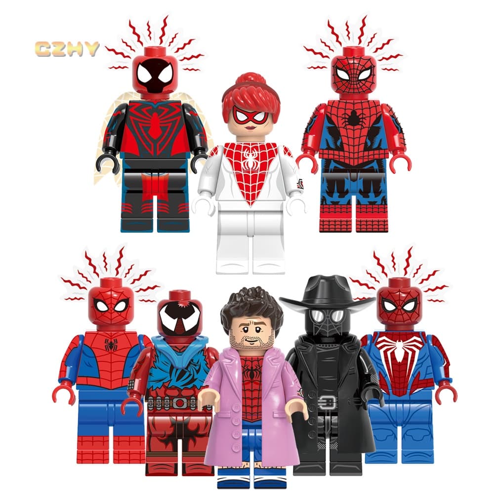 Super Heróis Através Do Aranha Versículo-Escarlate Peter Parker Mini Bloco De Construção Figura Presentes De Brinquedos